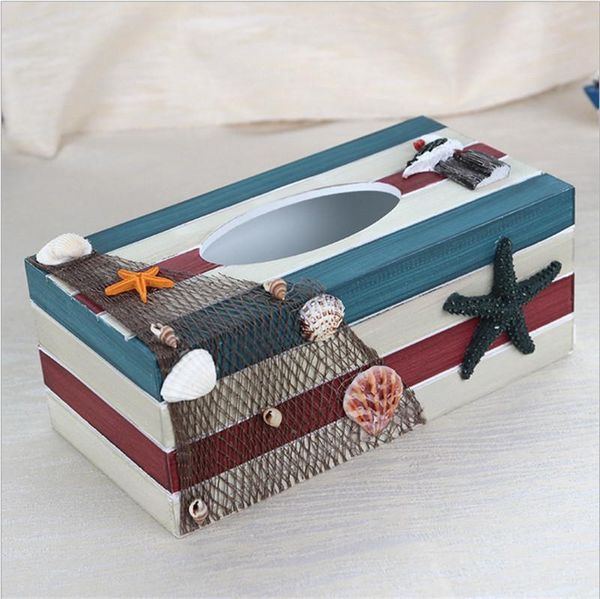 

storage bottles & jars mediterranean blue wood decorative tissue box car wooden napkin holder black white style creative gift h