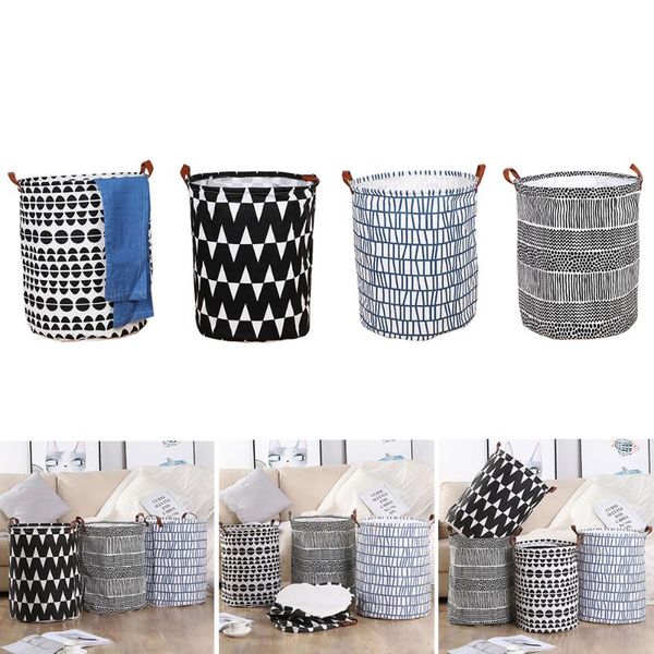 

foldable cotton linen dirty laundry basket clothes organizer with handle for home sundries storage for dirty clothes kids toy