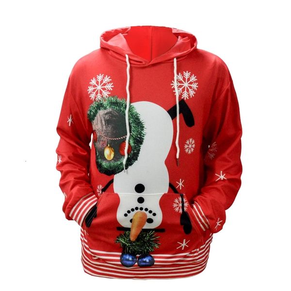 

snowman 3d digital printing couple long sleeve sweater loose casual pullover, Black