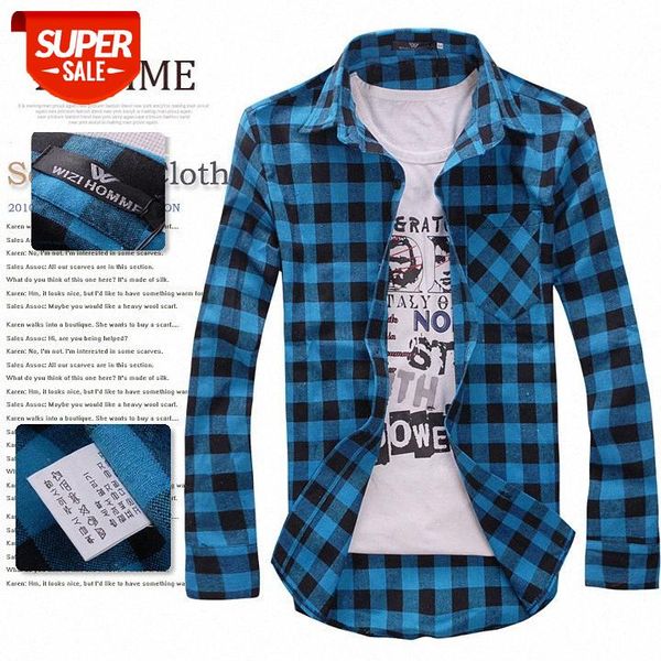 

men's slim korean long sleeve plaid shirt youth casual men #sh5l, White;black