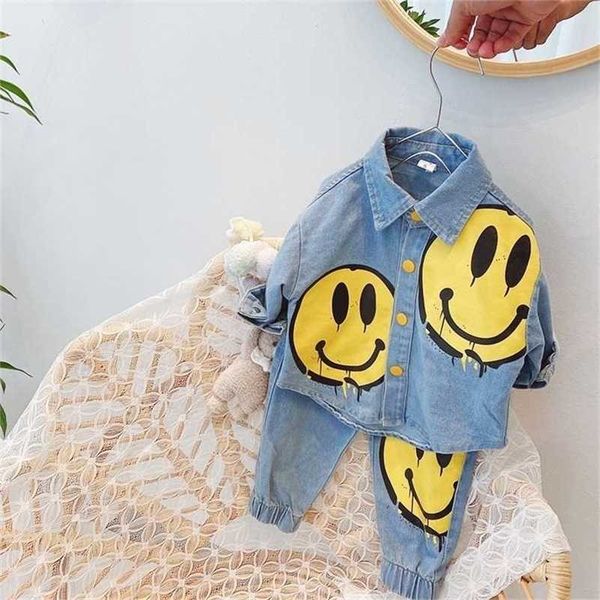 

mihkalev kids spring clothes sets baby boy jeans clothing denim jacket and pants girls outfits set children sport suit 211020, White