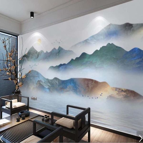 Duvar Kağıtları El Boyama Soyut Çin Dağ Taş Baskı Duvar Kağıdı Mural Yatak Odası Duvar Kağıtları Dekor 3D Özel Herhangi Boyutu Duvar Resimleri