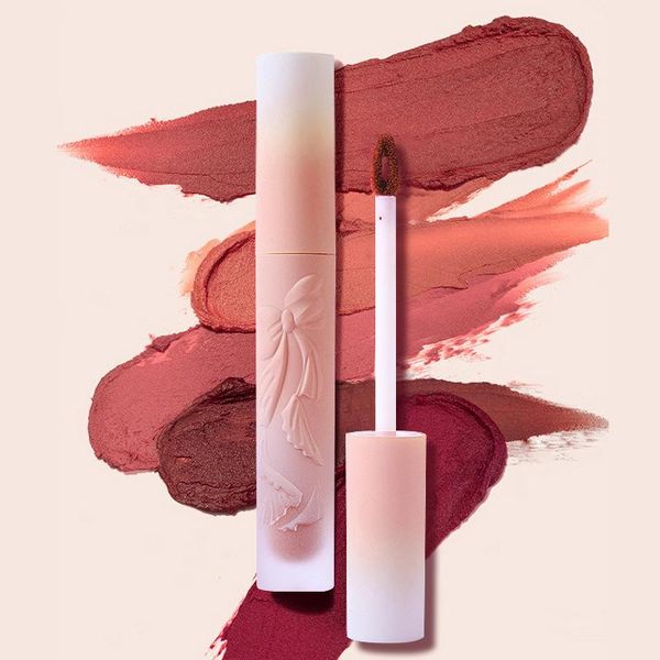 

lip gloss bowknot frosted tube matte velvet long lasting tattoo lipstick waterproof liquid red tint stain