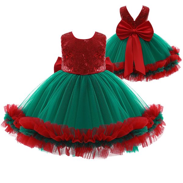 

newborn kids dress cosplay christmas costume girls party dress bow mesh princess dresses for birthday present baby girl dresses 210303, Red;yellow