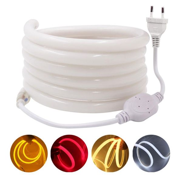 

ac 220v led neon strip 360 degree round neon sign smd2835 120leds/m outdoor waterproof rope lights red/green/blue/pink