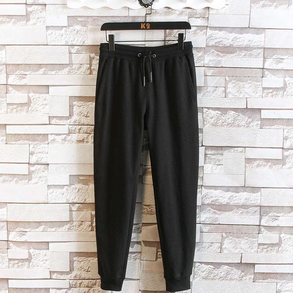 

cotton terry casual sports loose necked small ankle pants youth spring autumn leggings men's and women's same, Black