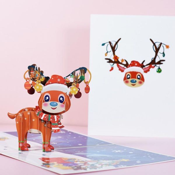 

greeting cards christmas card 3d three-dimensional creative holiday blessing handmade pure character cartoon image