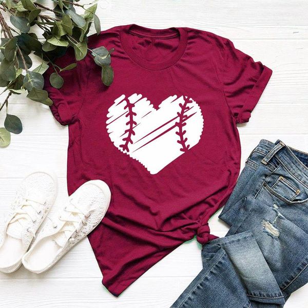

women's t-shirt womens t shirt graphic tees female clothes streetwear woman shirts oversized clothing loveheart baseball printed tee, White