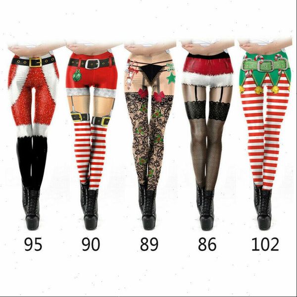 

fashion christmas leggings 3d womens pant digital printing funny strechy skinny buttoming pants stockings active costumes, Black;white