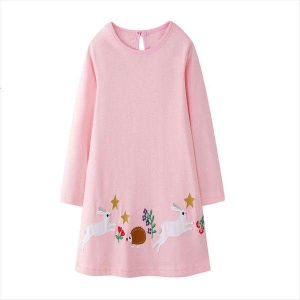 

princess long sleeve girls animals girl dress applique designs for bunny baby cotton clothing, Red;yellow