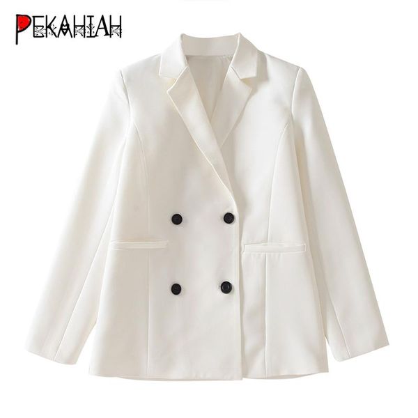 

2021 women white blazer fashion slim office work long sleeve boyfriend style business suits jacket ladies formal suit jackets, White;black
