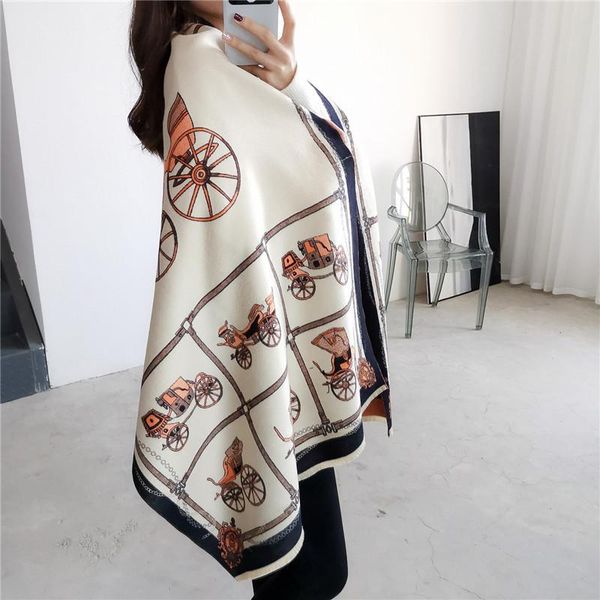 

lism horse jacquard winter scarf imitation cashmere pashmina women scarfs warm thick dual shawl hijab poncho for ladies blanket