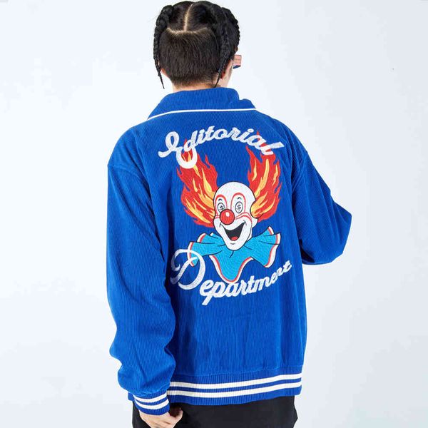 

men's hoodies & sweatshirts clown from cartoons embroidered velvet men's jacket high street hip hop trend loose turtleneck basebal, Black