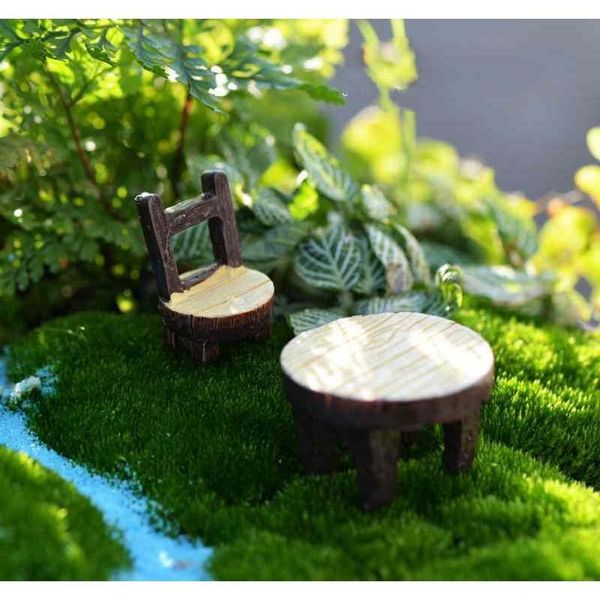 

2pcs/set round table and chair potted plant ornament diy material model handicraft moss terrarium micro landscape f jlltoe sport77777