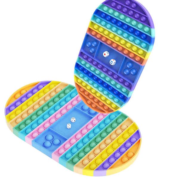 

21 types of large size push pop game fidget silicone toy rainbow chess board popper bubble sensory toys for children's present