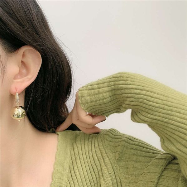 

hbp fashion simple design with micro inlaid metal ball earrings, Silver