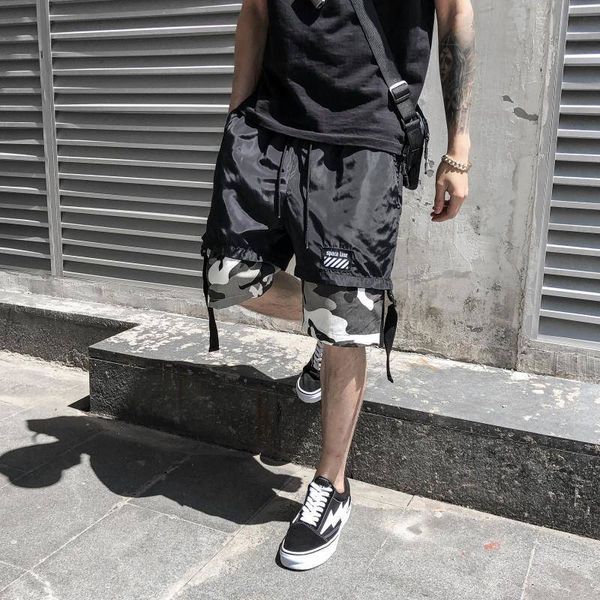 

2021 new homens vero quente venda de trabalho calas curtas legal camuflagem fino moda masculina carga shorts 2ycm, White;black