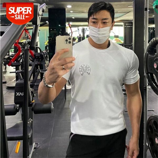 

new men summer cotton casual t shirt gyms athlet fitness bodybuilding muscle male short slim fit shirts fashion tee clothing #g61j, White;black
