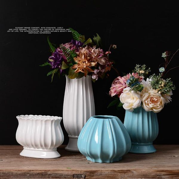 

vases ceramic vase simple european retro white blue flower home decoration ornaments gift