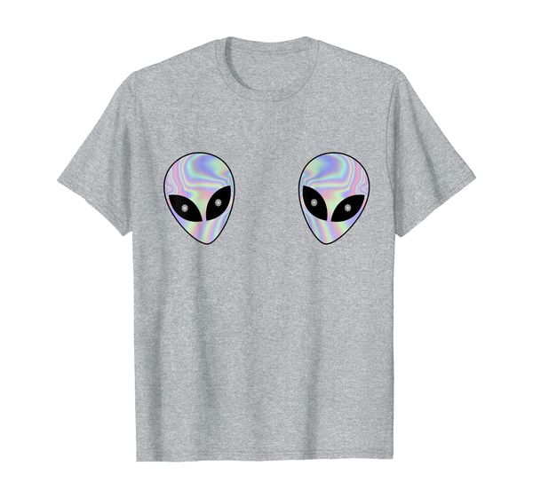 

alien heads boobs shirt colorful rave ufo shirt believe tee, White;black