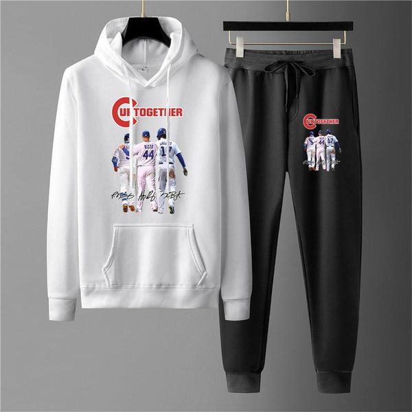 

men's hoodies & sweatshirts hooded sportswear suit sweatshirt two-piece pullover casual sports hand-painted signature pattern 2021 autu, Black