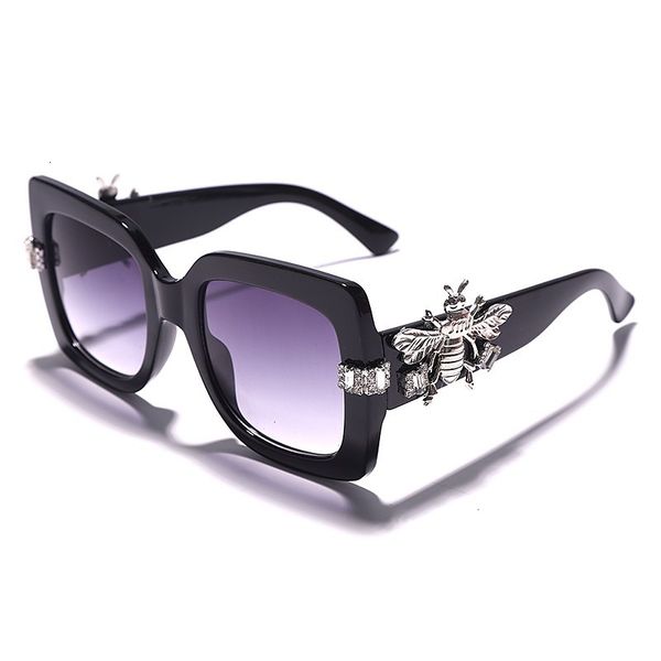 

luxury designer sunglasses 2021 square super large frame bee women's brand designer classic gradient tea color eyeglasses eyewear 0622, White;black