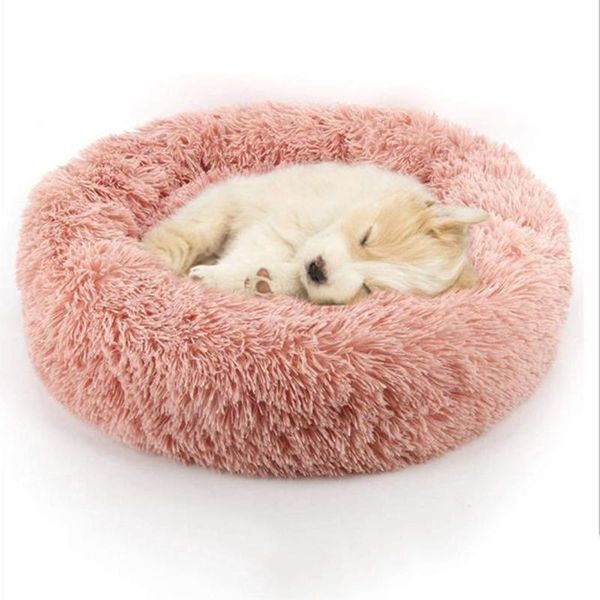 

super soft pet bed kennel dog round cat winter warm sleeping bag long plush puppy cushion mat portable cat supplies