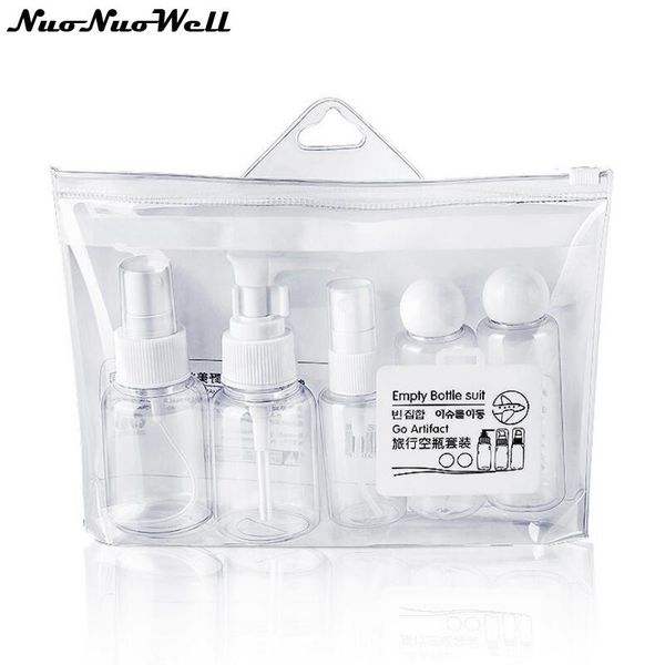 

5pcs/set transparent empty container bottle portable flight travel liquid containers makeup shampoo cream refilable bottles