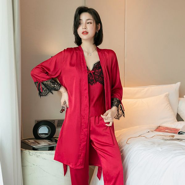 

new red turkey 5pcs pajamas black suit competed satan tally dress v-necklace strapped up sweet beep bow house to wear hddz, Black;red