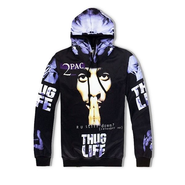 

men's sweater new baseball suit 2pac men's sports map parker pullover hoodie, Black