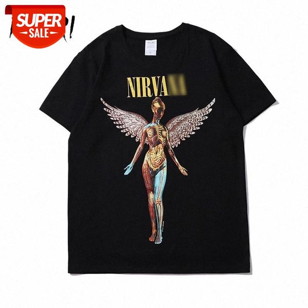 

NAGRI Summer Men's T-shirts Nirvana Graphic Tees Casual Short Sleeve Retro Hip Hop T Shirt Fashion Street Clothing #md0s, White;black