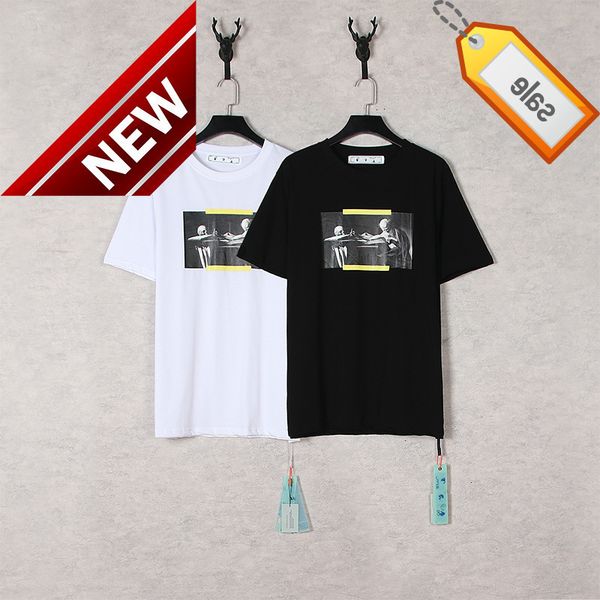 

trendy off holy arrstyle 2022 printed short sleeve t-shirt style hip hop loose men's and women's bottom, White;black