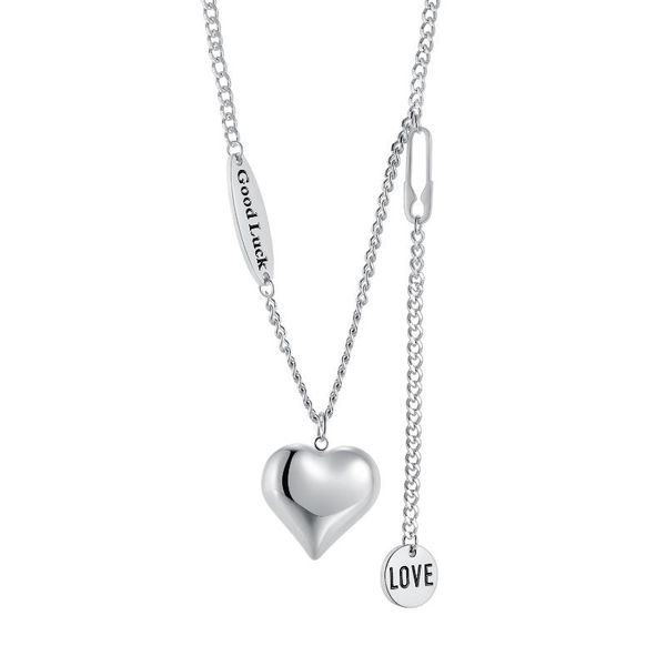 

pendant necklaces cyue punk 316l stainless steel necklace 2 color heart love good luck for women fashion jewelry zyn072 birthday gift, Silver
