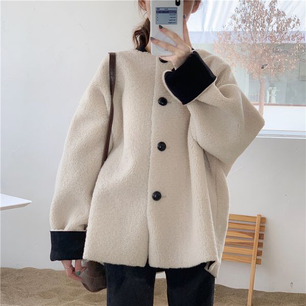

early spring anti-fur fur coat new female lamb jacket f2hk, Black;brown