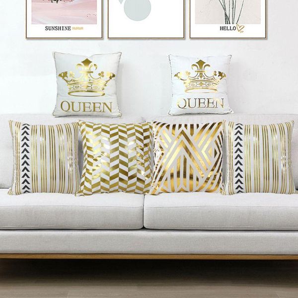 

pillow case geometric throw sofa pillowcase decorative bronzing printing cushion cover pillows seat cushions