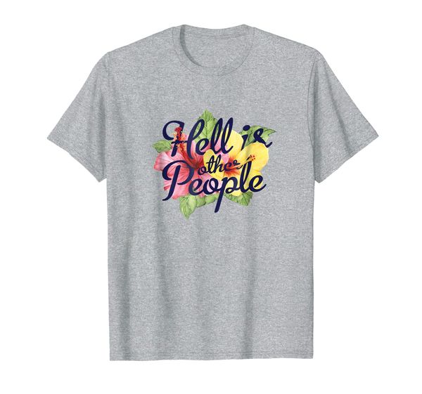 

hell is other people tropical flowers introvert t shirt, White;black