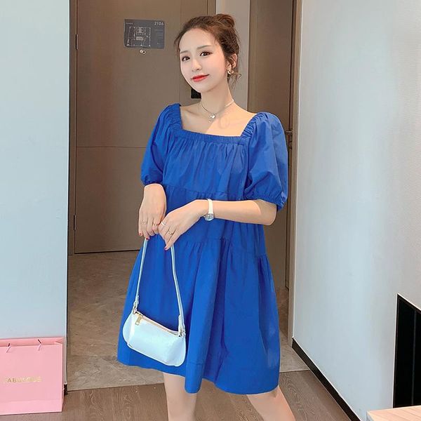 

maternity dresses pregnant woman dress short sleeve ba square collar blue cotton linen 2021 summer long loose shirt pregnancy robe, White