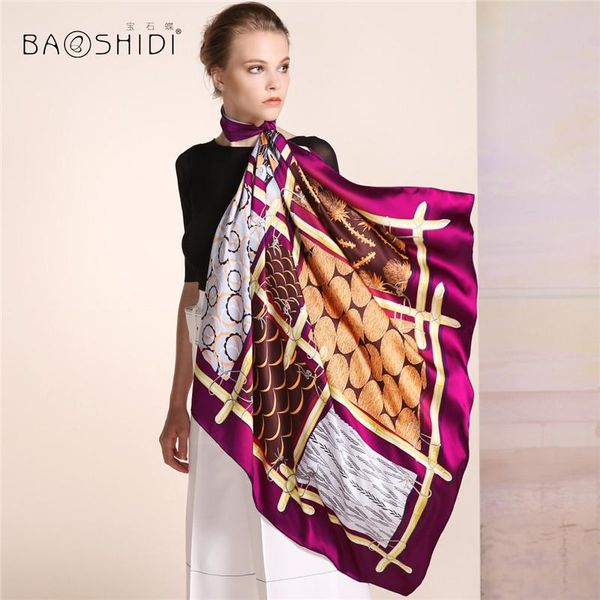 

scarves [baoshidi]2021 autumn arrival,16m/ pure silk women winter scarf, infinity square scarves, floral hijab shawl, Blue;gray
