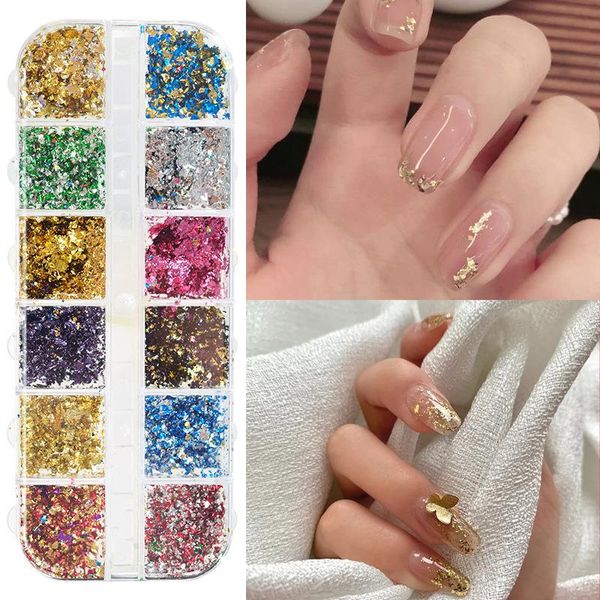 

nail glitter 12box/set gold foils gorgeous nails diy decorative tin foil paper art decoration accessories, Silver;gold