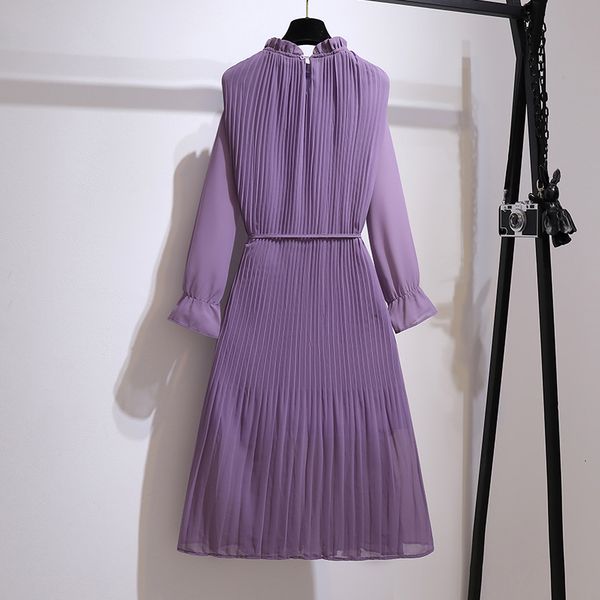 

Elegant Purple Vintage Spring Long Chiffon Big Plus Size -4xl Ruff Creasing Plissado Dress 2021 New Cloth 6i6g, Black;gray
