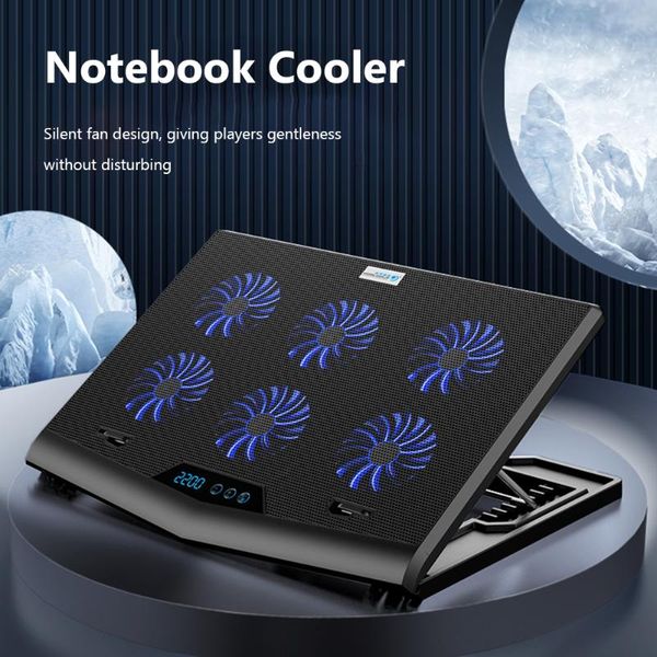 

lapcooling pads pad two port notebook stand cold f6 riser 6 quiet fans 7-level angle adjustable for