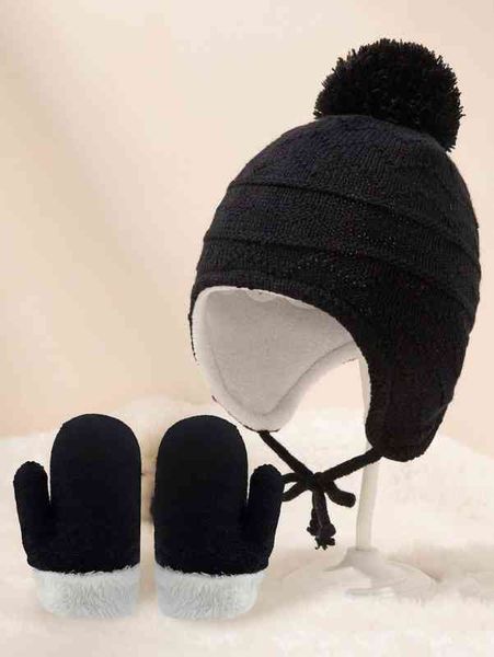 

baby pom decor hat & gloves she, Yellow