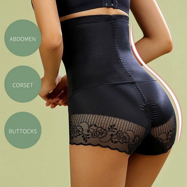 

women's panties lingerie high waist trainer abdomen control brief woman tummy slim shapewear underwear female summer body shaper, Black;pink