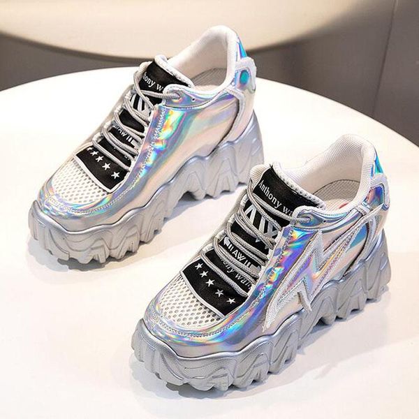 

dress shoes fashion silver red black height increasing lace-up ladies high platform loafers women 2021 wedges woman a18-16