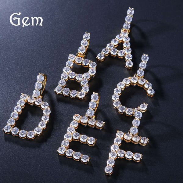 

hip hop simple 5mm zircon large letter pendant 26 letter necklace combination blending letter, Silver
