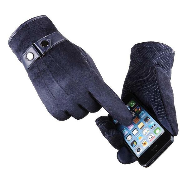 

fleece windproof winter gloves touchscreen gloves for smartphone cold weather waterproof/windproof, Blue;gray