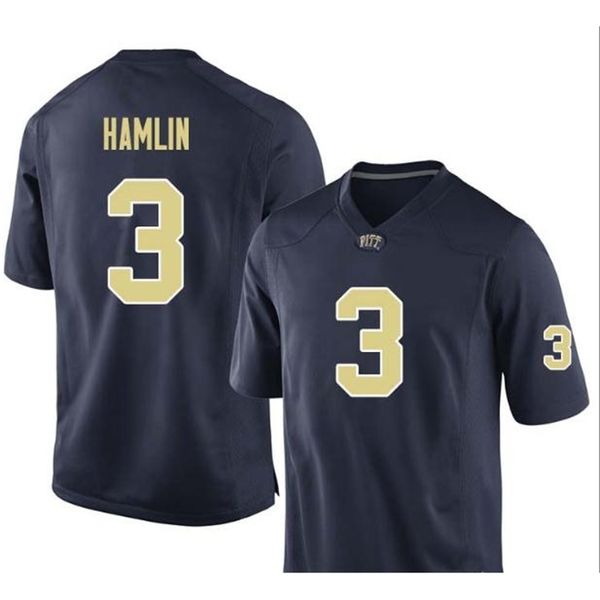 

custom 001 pittsburgh panther damar hamlin #3 real full embroidery college jersey size s-4xl or custom any name or number jersey, Black