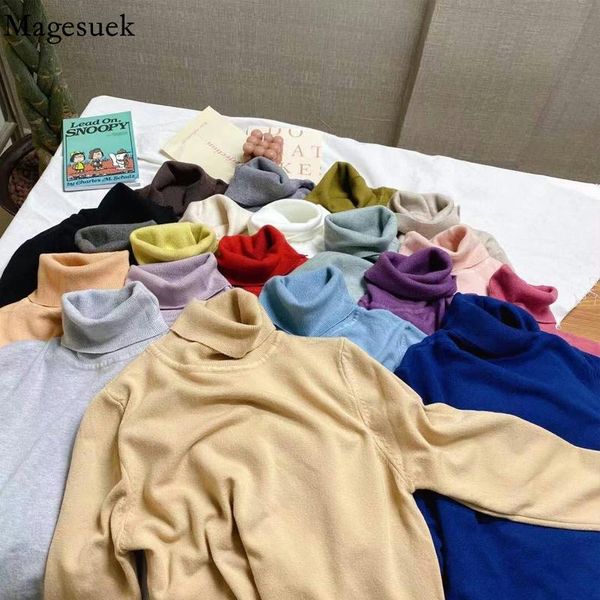 

women's sweaters autumn winter bottoming sweater women 2021 turtleneck knitted pullover long sleeve slim soft femme 17692, White;black