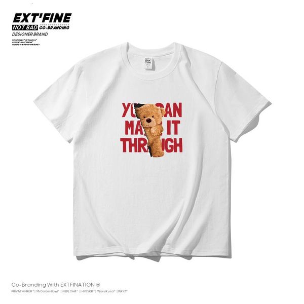 

men's t-shirts extfine bear print men kwaii hiphop cartoon tee brand streetwear graphic t shirt male tshirt clothing, White;black