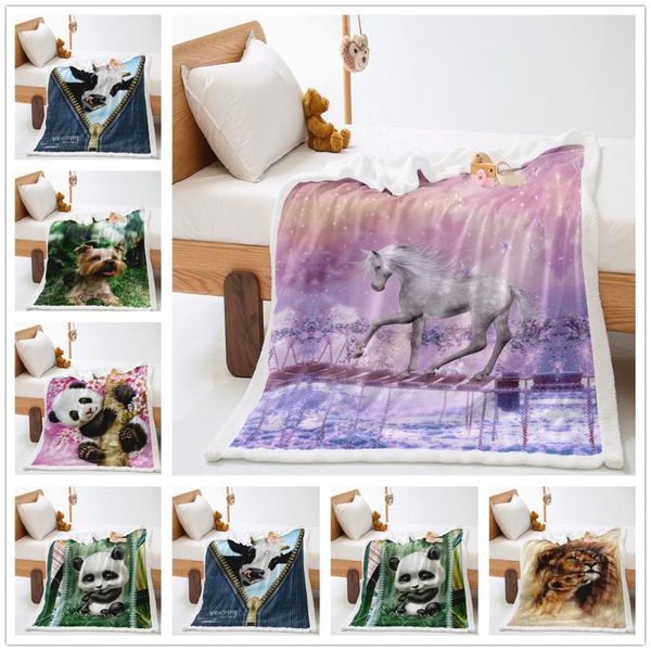 

blankets kids sherpa blanket cartoon lion panda printed fleece throw child boys girls lovely animal plush for sofa bed